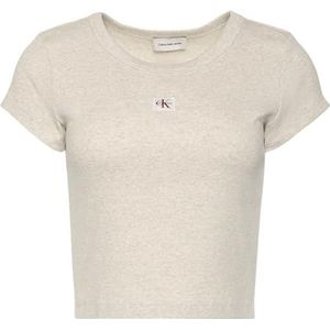 Calvin Klein Jeans - T-shirt - Grijs - Woven Label 2X2 Rib Baby TEE LV047C200G