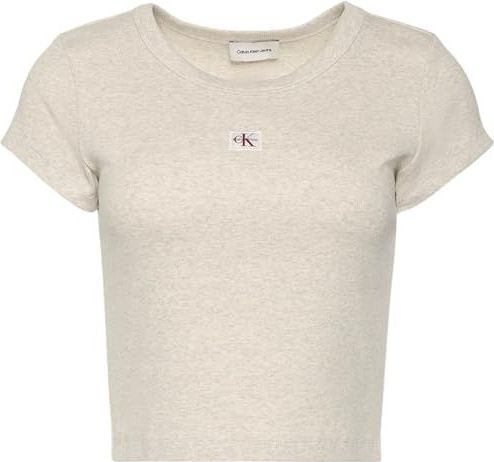 Calvin Klein Jeans - T-shirt - Grijs - Woven Label 2X2 Rib Baby TEE LV047C200G