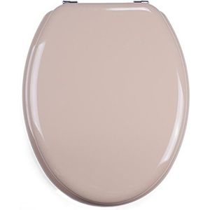 MSV Toiletzitting deksel MDF houten kern ""Beige"" scharnieren van roestvrij staal - hoogwaardige en stabiele kwaliteit