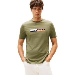 Tommy Hilfiger Heren TH Colour Block Graphic TEE MW0MW40014 S/S T-shirt, groen, XXL, Groen (Battle Green), XXL