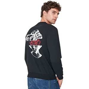 Trendyol Heren Plain Regular Sweater, Zwart, XS, Zwart, XS