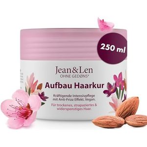 Jean & Len Diepe reparatie haarkuur kokosolie & macadamia, voor zwaar beschadigd haar, werkt haarbreuk tegen, kokos & macadamia geur, zonder parabenen en siliconen, veganistisch, 250 ml
