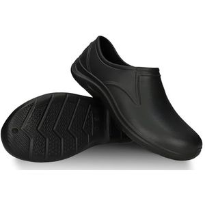 FUZZIO Lichte clogs voor dames, comfortabele clogs voor heren, tuinschoenen voor heren, gevoerde tuinschoenen, rubberen schoenen, gesloten, zwart, 38 EU