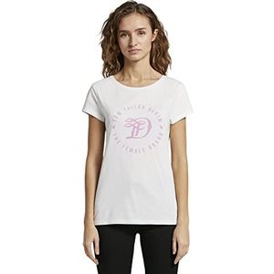 TOM TAILOR Denim Dames Jersey T-shirt van biologisch katoen 1016431, 10332 - Off White, XS