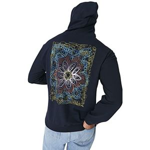 Trendyol Heren capuchon met slogan regular sweatshirt, Donkerblauw, XS