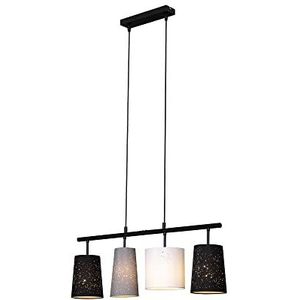 BRILONER - Hanglamp textiel met stervormig design, hanglamp 4 lichtpunten, E27 max. 40 Watt, eetkamerlamp stof