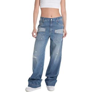 Replay Straight fit jeans voor dames, 009, medium blue., 33W x 32L