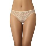 Teyli Damesslip van mesh met kanten details – damesondergoed, elegant en comfortabel., Beige, S