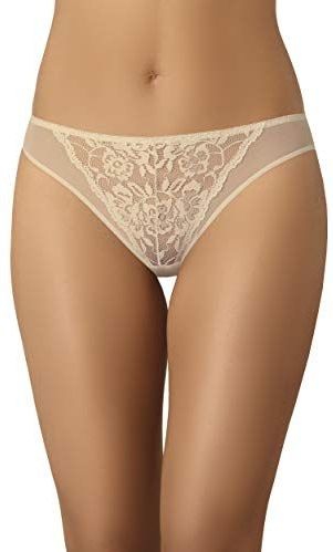 Teyli Damesslip van mesh met kanten details – damesondergoed, elegant en comfortabel., Beige, S