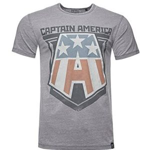 Recovered Marvel Captain America Badge Lichtgrijs Vintage T-shirt, Veelkleurig, L