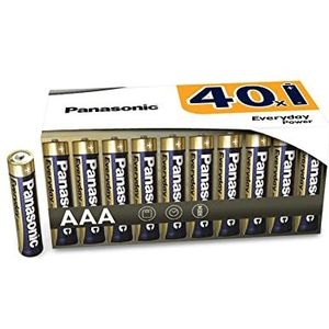 Panasonic EVERYDAY POWER alkalinebatterij, AAA micro LR03, in kunststofvrije verpakking van 40, voor betrouwbare energie, basische batterij