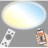 BRILONER - Smart LED plafondlamp, ronde WiFi woonkamerlamp, backlight effect, kleurtemperatuurregeling, dimbare plafondlamp met afstandsbediening, spraakbesturing, ultra plat LED paneel, wit, Ø42 cm.