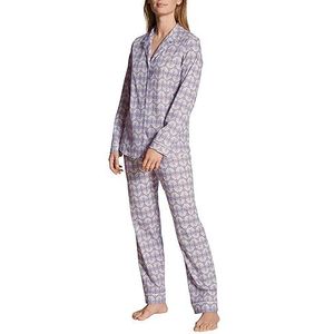 CALIDA Midsummer Dreams, lange pyjamaset met knoopsluiting, Lovely Blue., 44/46