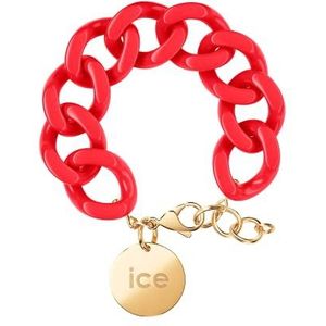 ICE - Jewellery - Chain bracelet - Red passion - Gold - Rode XL mesh armband voor vrouwen met gouden medaille (020929)