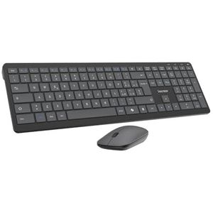 VulTech KM-851W Draadloze Toetsenbord- en Muisset met Schaartoetsen, stille Klik, Italiaanse lay-out, QWERTY Ultradun, Numeriek Toetsenbord, Multimediatoetsen, Vloeistofbescherming PC/Mac/Linux, Zwart
