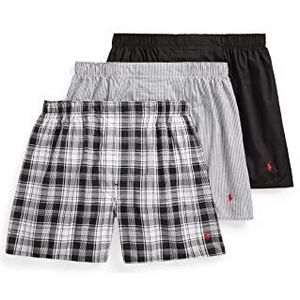 Polo Ralph Lauren Heren klassieke pasvorm stretch boxershorts retroshorts (set van 3), Bengal Streep/Red, Stockton Plaid/Red, Polo Black/Red, 3X