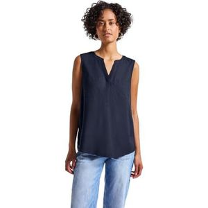 Street One - Blousetop - Blauw - Dames - Mouwloos met Borstzakken