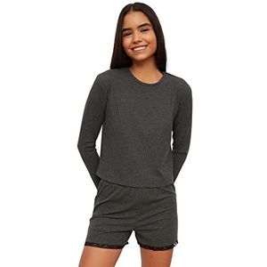 Trendyol Kanten pyjama voor dames, Antraciet, M
