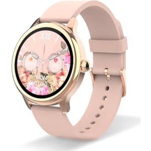 DCU TECNOLOGIC Sophie Smartwatch voor dames, roségoud, behuizing met roze siliconen band, 3,1 cm (1,2 inch) HD-touchscreen, IP67, waterdicht, 22 sportmodi, intelligente DCU-app