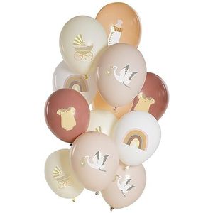 Folat 25157 Ballonnen set latex-sweet, 33 cm, 12 stuks, voor geboorte, welkom, thuis, baby, ontvangst, decoratie voor familiefeest, meerkleurig