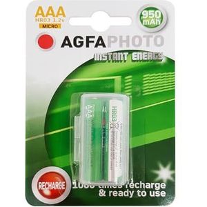 AgfaPhoto 132803944 AgfaPhoto 132-803944 Micro batterijen 2 stuks Ready-to-Use Accu 950mAh AAA groen-zilver