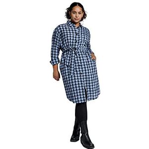 Studio Untold Karo-jurk voor dames, oversized, hemdkragen, langarmjurken, Bleke denim, 46 grote maten