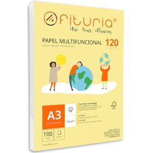 A3-papier, 120 g, met 100 witte vellen, multifunctioneel papier voor school en werkomgeving. Ideaal voor laserprinters, inkjetprinters of kopieerapparaten. Ofituria