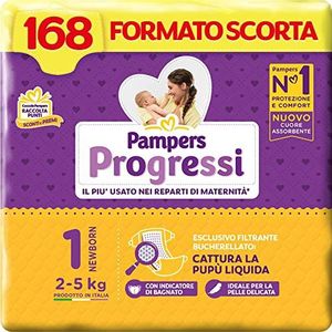 Pampers Progressi Newborn 168 luiers, maat 1 (2-5 kg)