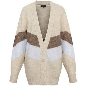 Mavi Damesvest met knopen, gestreept, taupe, grijze strepen, XS, Taupe Grey Stripe, XS