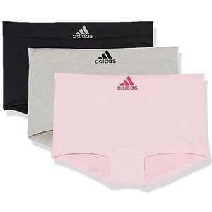 adidas Women's Seamless Boy Shorts Underwear 3-pack, Pink Heather/Black/Heather Grey, Large