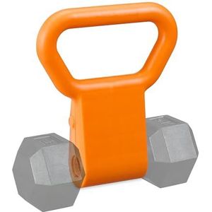 Relaxdays handvat dumbbell, HxBxD, voor krachttraining, fitness, workout, HxBxD: 28 x 23 x 7 cm, oranje