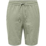 Heren O&S Lichte Stof Korte Broek Bermuda Knie Shorts van Katoen & Linnen ONSLINUS, Colour:Green, Size:M