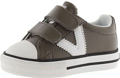 Victoria Tribu Leather Effect Low-Top Trainers & Logo In Contrast & Straps 1065162 for Kids TAUPE 22