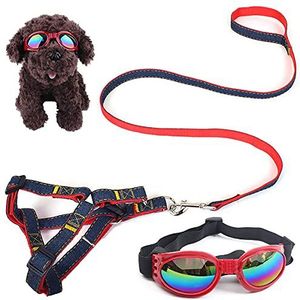 DBAILY Zonnebril voor honden, zonnebril voor huisdieren, waterdicht, winddicht, uv-bescherming, verstelbare riem voor middelgrote en grote honden voor vakantie aan zee