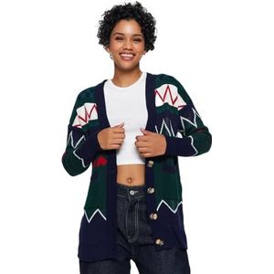 Trendyol FeMan oversized basic V-hals gebreide vest, smaragd, S, Emerald, S