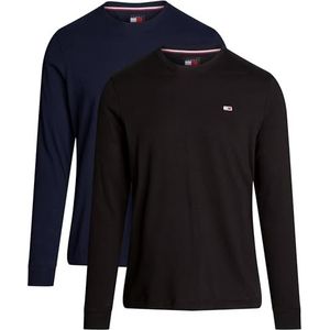 Tommy Jeans TJM REG 2 Pack LS TEE DM0DM20731 L/S T-shirt, Multi (Black/Dark Night Navy), L, Multi (Zwart/Donker Nacht Navy), L