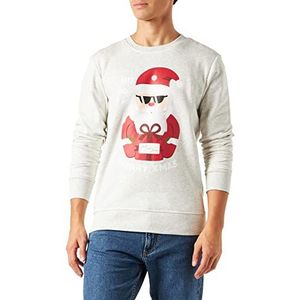 JACK & JONES Jortoon Sweat Crew Neck Xmas Sweatshirt voor heren, wit melange., S