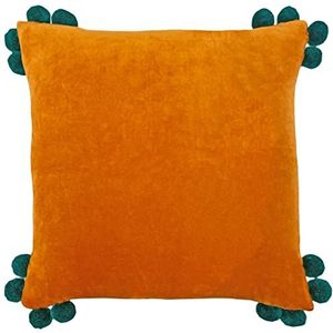 furn. Hoola Polyester Gevuld Kussen, Katoen, Oranje/Teal