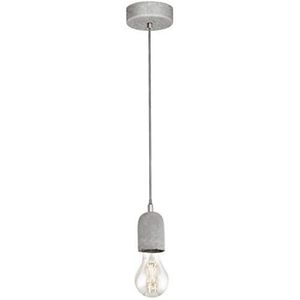 Eglo Silvares Hanglamp, 1-vlammige vintage snoerhanger-hanglamp, industrieel, hanglamp van staal en beton in grijs, eettafellamp, woonkamerlamp hangen