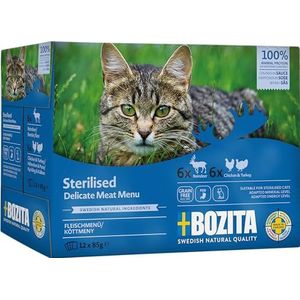 Bozita Sterilised hapjes in saus met vlees multibox 12x85 g zakje - natvoer voor katten in portiezakje