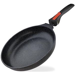 Linnuo Gegoten aluminium pan, 28 cm, afneembare handgreep, anti-aanbaklaag, inductie en alle fornuizen, ovenbestendig, braadpan, 28 cm hoge rand, Frying Pan