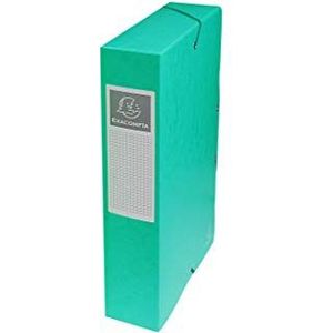 Exacompta 50603E 1 opbergbox met elastieken exabox van glanzend karton 600g/m2 achterkant 6 cm afmetingen 25 x 33 cm voor A4-documenten, kleur groen wordt gemonteerd geleverd