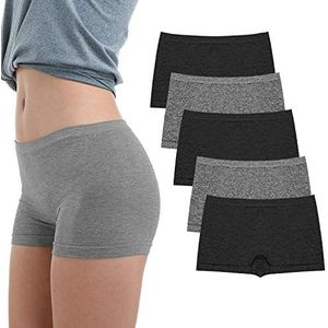 LALESTE Boyshort voor dames, volledige dekking, naadloos slipje, zachte stretch boxerslip, 5 stuks, B004, M