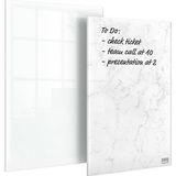 Nobo Glazen Mini Whiteboards, Droog Uitwisbaar, Frameloos, Voor Thuis en op Kantoor, 230 x 152 Millimeter, 2 Stuks, Inclusief Markers, Wit/Marmer, 1915601