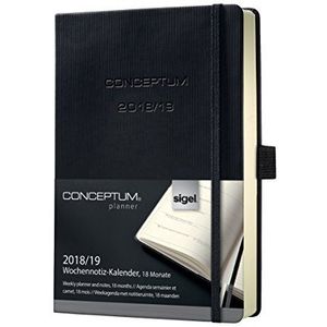 SIGEL C1903 Weeknotitie-kalender 2018/2019, 18 maanden, ca. A5, zwarte hardcover, Conceptum - andere modellen