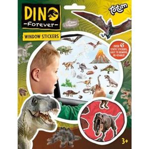 Totum Dino 45 raam stickers niet permanente verplaatsbare stickers dinosaurus voor thuis en op reis