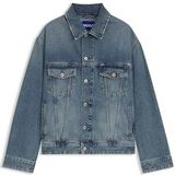 HUGO - Loose-fit Jack - Blauw - Stonewashed Denim