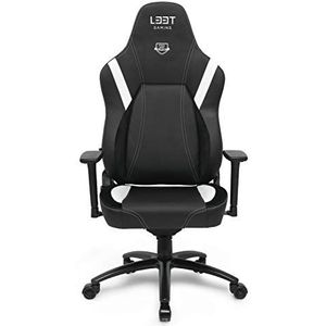 L33T Gaming HQ ZL218 Bureaustoel, extra brede zitting, ergonomische directiestoel, e-sport, PC-stoel met lendensteun, leren bekleding, verstelbare bureaustoel E-Sports Gaming Chair, zwart