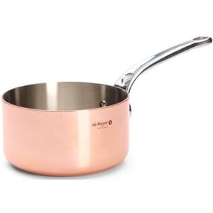 DE BUYER Inocuivre Roestvrijstalen steelpan, 16 cm, 1,7 liter, 2 mm dik, koperen afwerking