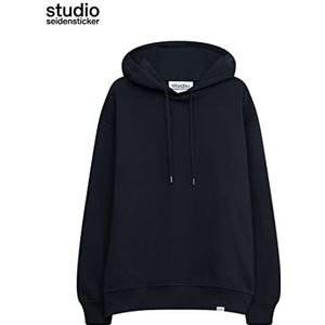 Seidensticker Studio Sweatshirt met capuchon oversized - oversized - gemakkelijk te strijken - studio hoodie - lange mouwen - unisex - 100% katoen, donkerblauw, L